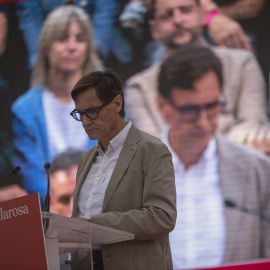  El primer secretario del Partido de los Socialistas de Cataluña, Salvador Illa; interviene durante la Fiesta de la Rosa del PSC, en Gavá, a 25 de septiembre de 2022, en Gavá, Barcelona, Catalunya, (España).- EUROPA PRESS