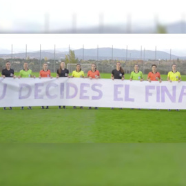 Captura de la campaña de las árbitras españolas contra la violencia machista. / FEDERACIÓN ESPAÑOLA DE FÚTBOL