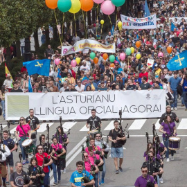 Manifestación celebrada el pasado mes de abril en Oviedo para reivindicar la oficialidad del bable. EFE/A. Morante