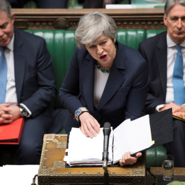 May, durante el debate en el Parlamento británico este miércoles. REUTERS