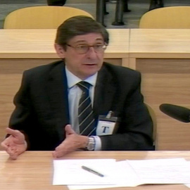 Captura tomada de la señal de la Audiencia Nacional-San Fernando de Henares, de la declaración del presidente de Bankia, José Ignacio Goirigolzarri, como testigo en el  por la salida a Bolsa del banco nacionalizado. EFE/Audiencia Nacional