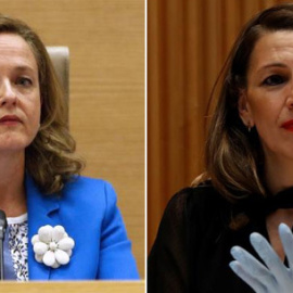 Nadia Calviño, vicepresidenta tercera del Gobierno de coalición, y la ministra de Trabajo Yolanda Díaz