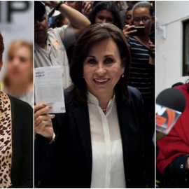 De izquierda a derecha, las candidatas a la Presidencia de Guatemala, Sandra Torres, de la Unidad Nacional de la Esperanza (UNE); Thelma Aldana, del Movimiento Semilla; y Zury Ríos, cabeza de lista del partido Valor. REUTERS
