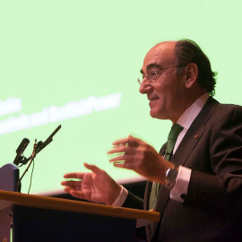 El presidente de Iberdrola, Ignacio Sánchez Galán, durante una conferencia en la universidad escocesa de Strathclyde.