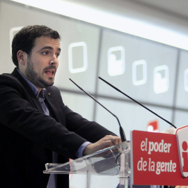 El  candidato de Izquierda Unida a las elecciones generales, Alberto Garzón, interviene ante el Consejo Político de la federación. EFE/Víctor Lerena