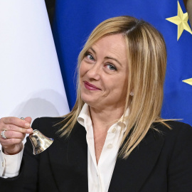 La primera ministra de Italia, Giorgia Meloni, en el Palacio Chigi, en Roma.