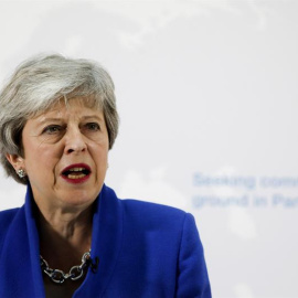 La primera ministra del Reino Unido, Theresa May, participa en un discurso en Londres. EFE