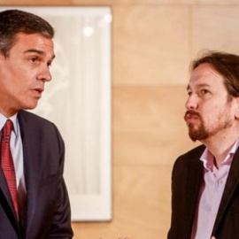 El presidente del Gobierno en funciones, Pedro Sánchez y el líder de Podemos, Pablo Iglesias. Europa Press
