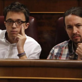 Iglesias y Errejón, en el Congreso de los Diputados. EFE/Ballesteros