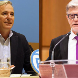 Jorge Azcón (PP) y Pedro Santisteve (ZeC). / Ayuntamiento de Zaragoza