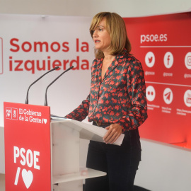 La portavoz de la Ejecutiva del PSOE y ministra de Educación y Formación Profesional, Pilar Alegría, aborda temas de la actualidad política en declaraciones a los medios de comunicación, este domingo en la sede del PSOE en Madrid