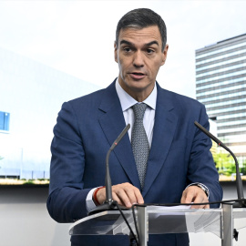 El presidente del Gobierno, Pedro Sánchez, interviene durante su visita a la sede del Centro Interuniversitario de Microelectrónica (IMEC), a 18 de octubre de 2024, en Lovaina (Bélgica).