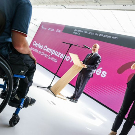 El conseller Campuzano durant l’acte que el COAC va dedicar al Codi d’Accessibilitat de Catalunya.