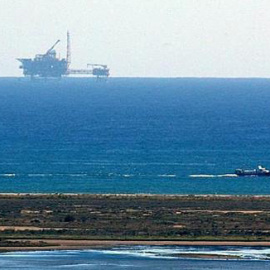 Vista de la plataforma ubicada en el Delta del Ebro del proyecto Castor, para almacenar gas en el subsuelo.