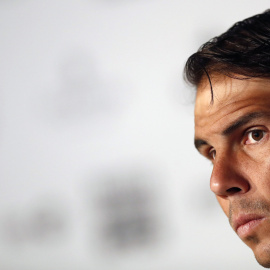 El tenista Rafa Nadal, en una rueda de prensa durante el Mutua Madrid Open, en Madrid. EFE/ JAVIER LIZÓN