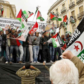Manifestación en la Puerta del Sol de Madrid por la autodeterminación del Sáhara.
