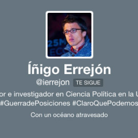 Captura del perfil de la cuenta de Twitter de Íñigo Errejón.