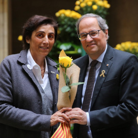 23/04/2019 - Carola Miró i Quim Torra en una imatge del Sant Jordi de 2019.