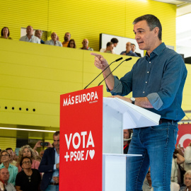 El presidente del Gobierno, Pedro Sánchez, interviene en el mitin, a 25 de mayo de 2024, en Sevilla.