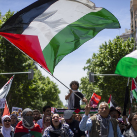 Manifestación en apoyo al pueblo palestino celebrada en Madrid.