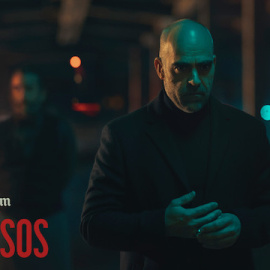 Imagen de una de las secuencias de la última campaña de Voll-Damm, con Luis Tosar y Luis Zahera.