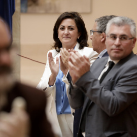 Imagen de la presidenta de La Rioja, Concha Andreu, tras la aprobación de la primera ley de salud mental del país, a 16 de marzo de 2023.