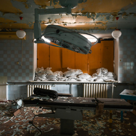 Un hospital destruido en la Lyman, en la región ucraniana de Donetsk.