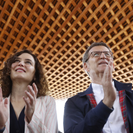 El presidente del PP, Alberto Núñez Feijóo, junto a la presidenta de la Comunidad de Madrid, Isabel Díaz Ayuso.