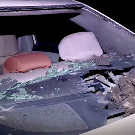 13/03/2022 Captura de pantalla de un vídeo que muestra la situación en la que han quedado los coches tras el ataque contra Erbil (Irak)