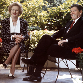 Thatcher y Reagan en una visita de la primera ministra de Reino Unido a EEUU.