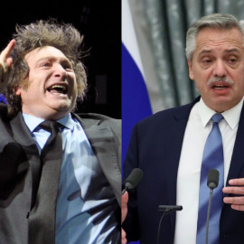 El diputado neoliberal argentino Javier Milei (i) y el presidente, Alberto Fernández (d)