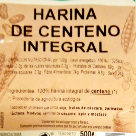 Imagen de la harina de centeno de Biográ contaminada.