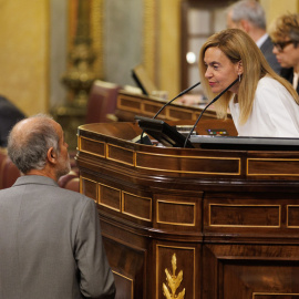 30/03/2023.- El diputado del PSC en el Congreso Joan Ruiz Carbonell y la presidenta del Congreso, Meritxell Batet, conversan durante una sesión plenaria. Eduardo Parra / Europa Press