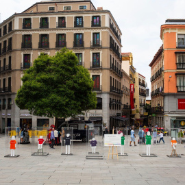 Imagen de la acción contra la LGBTI fobia en la plaza de Callao, en el centro de Madrid. Foto: Save The Children