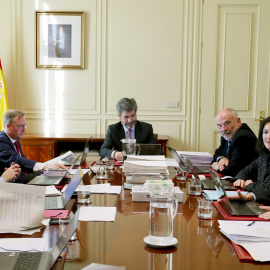 El presidente del CGPJ, Carlos Lesmes, durante la reunión que la Comisión Permanente del órgano de gobierno de los jueces. EFE/JuanJo Martín