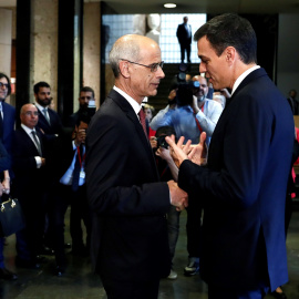 El presidente del Gobierno español, Pedro Sánchez, con el jefe de Gobierno de Andorra, Antoni Martí. / EFE
