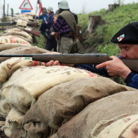 Recreación anterior del enfrentamiento en el monte de Intxorta. D.A.