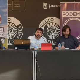 Lola Sánchez, Ramón Espinar y Rafa Mayoral, en el acto sobre el TTIP. PODEMOS
