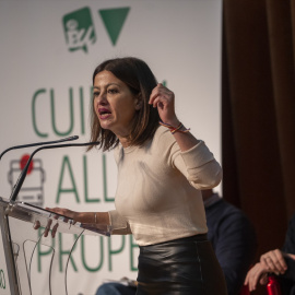 La diputada en el Parlamento Europeo por Izquierda Unida, Sira Riego, durante un en Valèncià, a 4 de marzo de 2023.