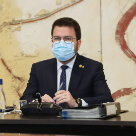 El president de la Generalitat, Pere Aragonès, durant el Consell Executiu.