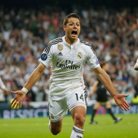 Chicharito celebra su gol al Atlético. Reuters / Juan Medina