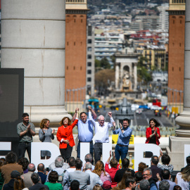 Els dirigents d'ERC durant la Festa de la República.