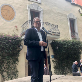 El president de la Generalitat a Esplugues de Llobregat en un acte de JxCat. EUROPA PRESS