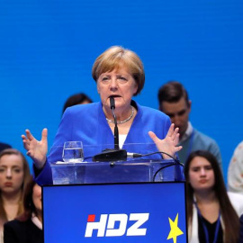 Merkel, durante un evento electoral en Croacia. EFE/EPA/ANTONIO BAT