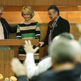 La candidata del PP a la Alcaldía de Madrid,Esperanza Aguirre, durante su encuentro con pastores evangélicos