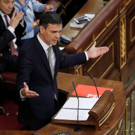 Pedro Sanchez, en la tribunal del Congreso durante la mocion de censura contra Mariano Rajoy. REUTERS/Juan Carlos Hidalgo/Pool