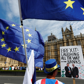 Manifestantes antibrexit, ante el Parlamento británico. / PETER NICHOLLS (REUTERS)
