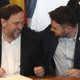 Oriol Junqueras i Gabriel Rufián al Congrés dels diputats aquest dilluns. EFE/J.J. Guillén