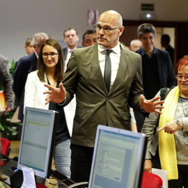 Raül Romeva a su llegada al Palacio del Senado. - EFE