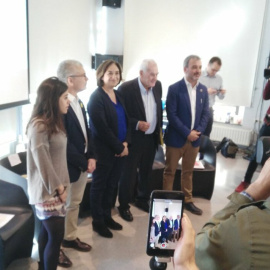 Els candidats a l'alcaldia de Barcelona moments abans de participar en el debat sobre polítiques d'habitatge organitzat per diverses entitats socials d'aquest àmbit. @ObservaDESC